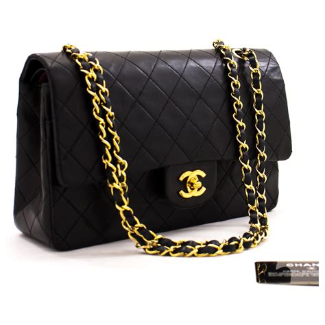 chanel black chain handbag|black chanel leather shoulder bag.